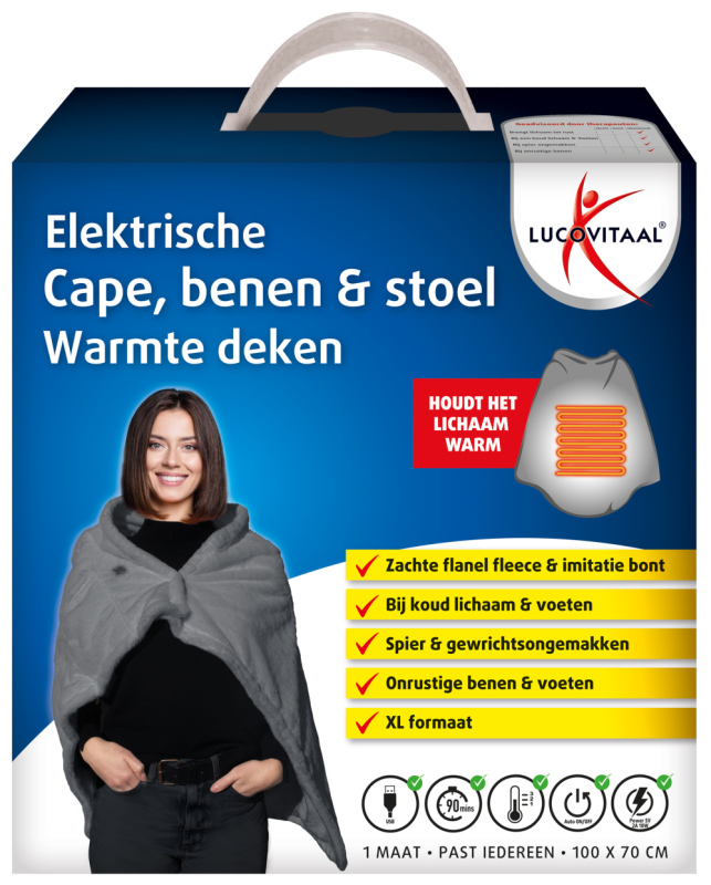Lucovitaal Elektrische Cape, Benen & Stoel Warmte Deken 1 Stuk