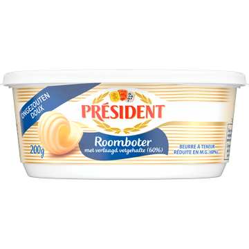 Président Roomboter met Verlaagd Vetgehalte (60%) Ongezouten 200 g