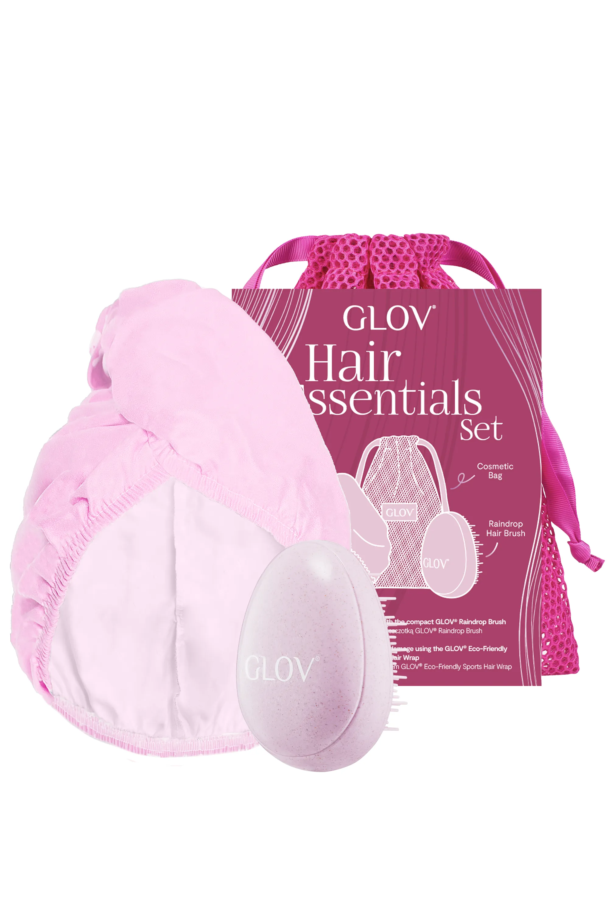 GLOV Coffret Les Essentiels cheveux serviette + brosse