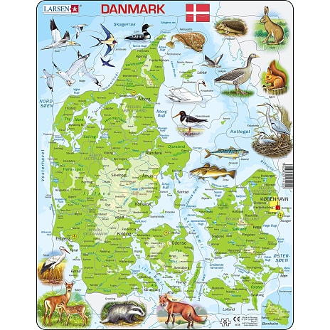 Danmark puslespil - 66 maxi brikker
