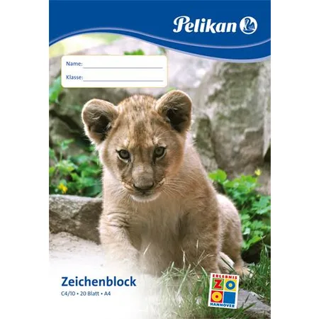 Pelikan Zeichenblock C4/20, A4, 100 g/qm, Deckblatt mit Tiermotiv, 20 Blatt