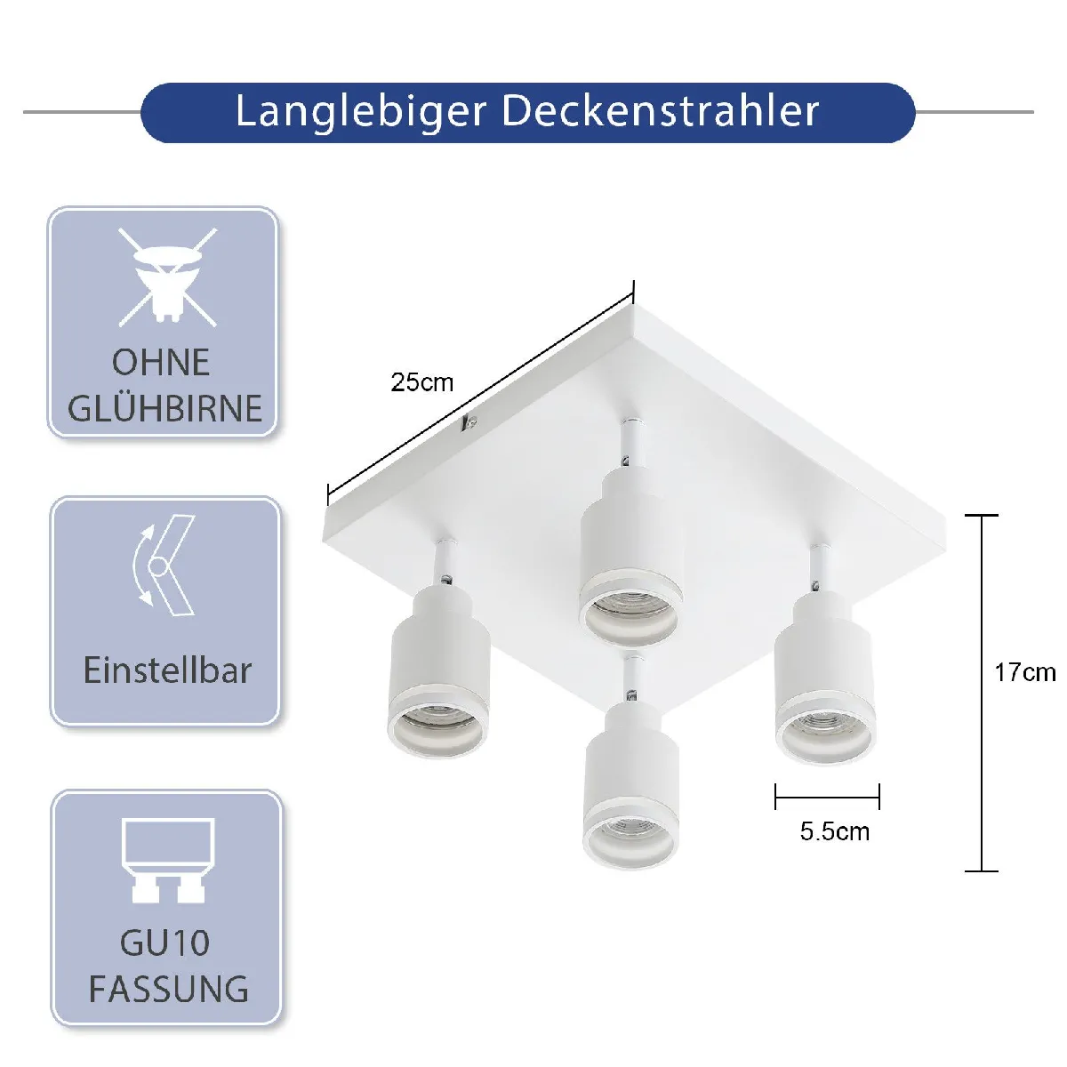 ZMH Ceiling Spot 4 Flame - Blanc