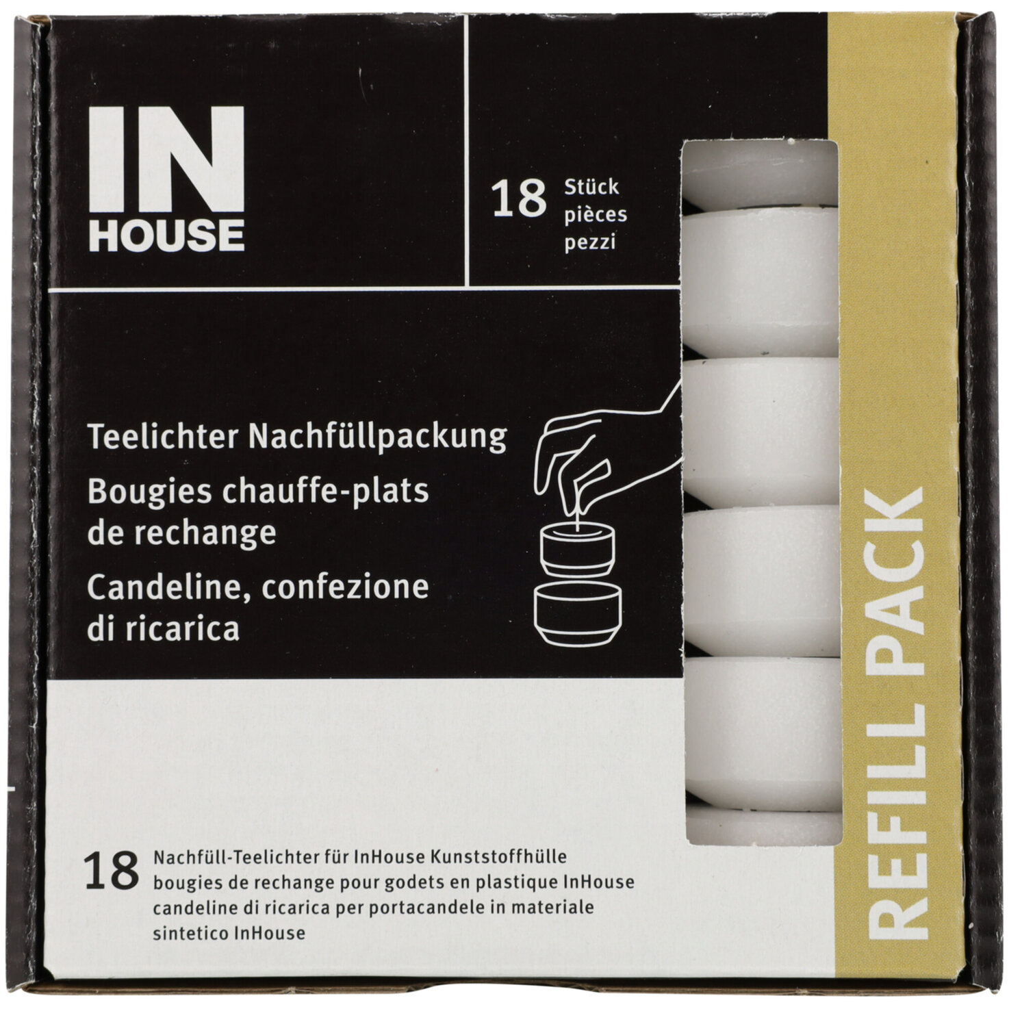 Inhouse Teelichter Nachfüllpack 6h 18 Stück