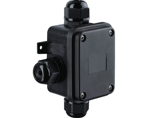 IP68 aansluitdoos voor ondergrondse kabels, 3-voudig, zwart, geschikt voor kabeldiameters van 12-15 mm