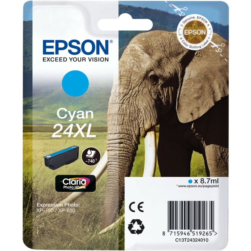 Cartouche Epson 24XL Haute capacité couleurs séparées pour imprimante jet d'encre