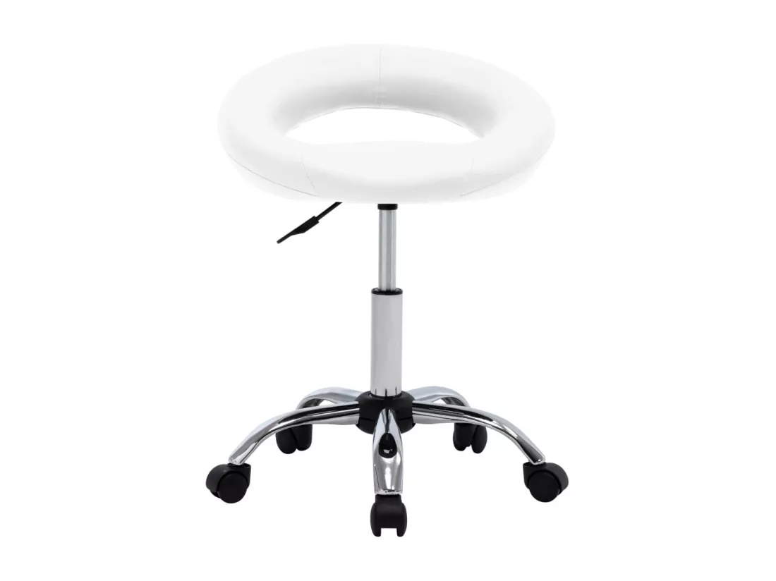 Prolenta Premium - Chaise de travail roulante Blanc Similicuir