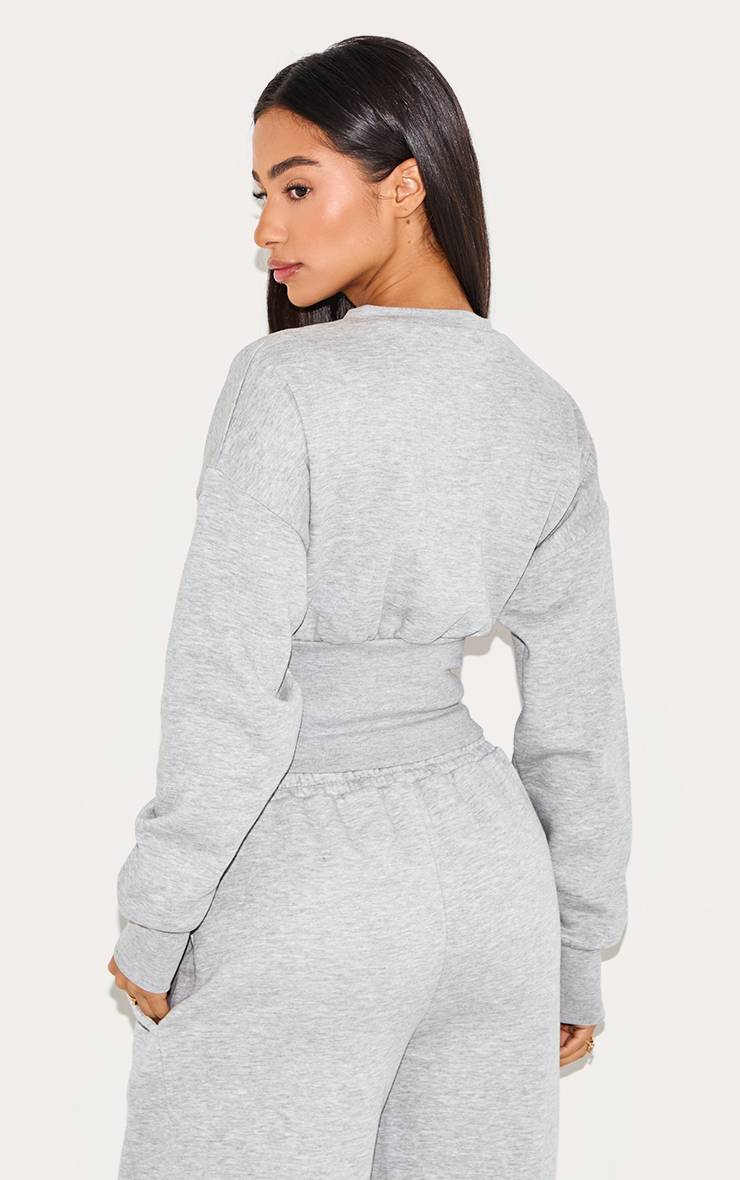 Gris Chiné Sweat Zippé Petite À Ourlet Élastiqué