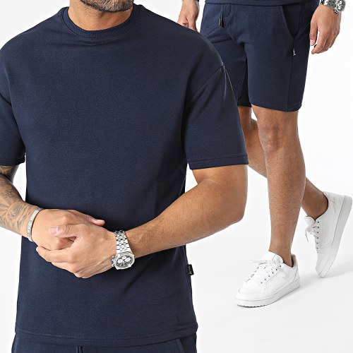 Ensemble Tee Shirt Et Short Jogging Bleu Marine