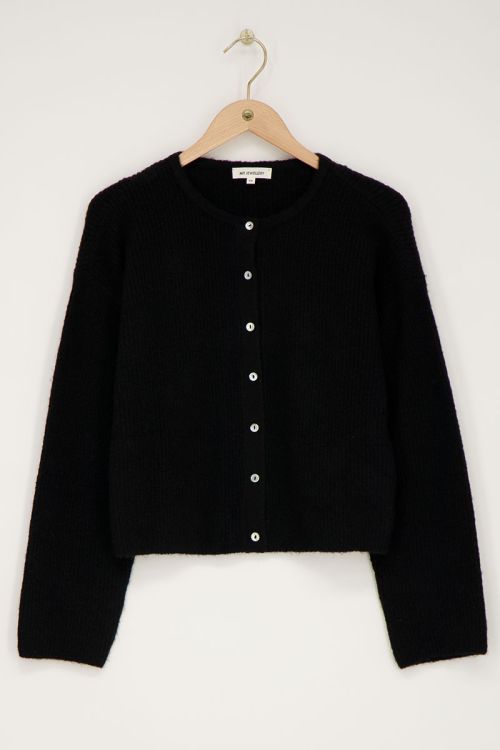 Zwart knitted vestje met kleine knoopjes