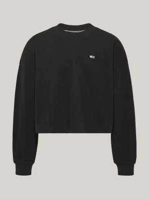 Moletom cropped de modelagem relaxada com apliques tonais