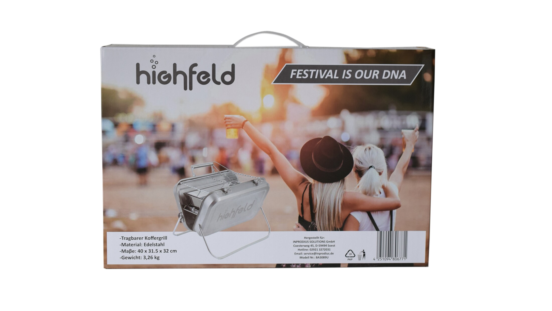 highfeld® Holzkohlegrill Tragbarer Koffergrill Klappgrill Tischgrill Picknickgrill