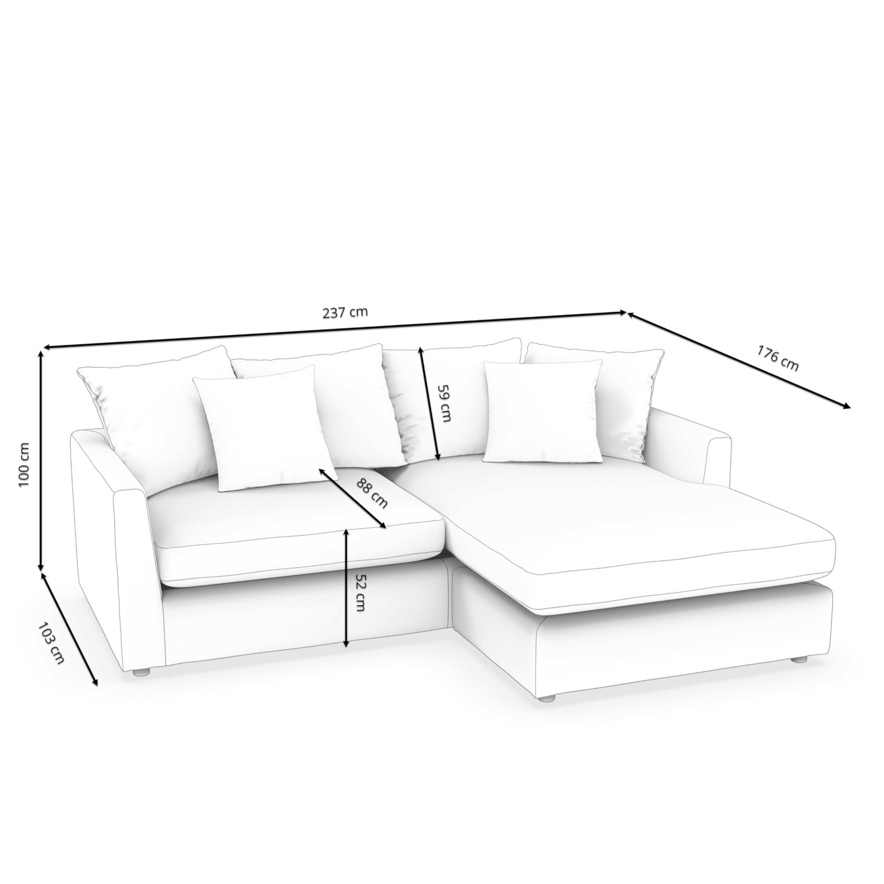 Ecksofa Cord ILONA creme