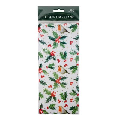 Holly Sprigs And Robins Tissue