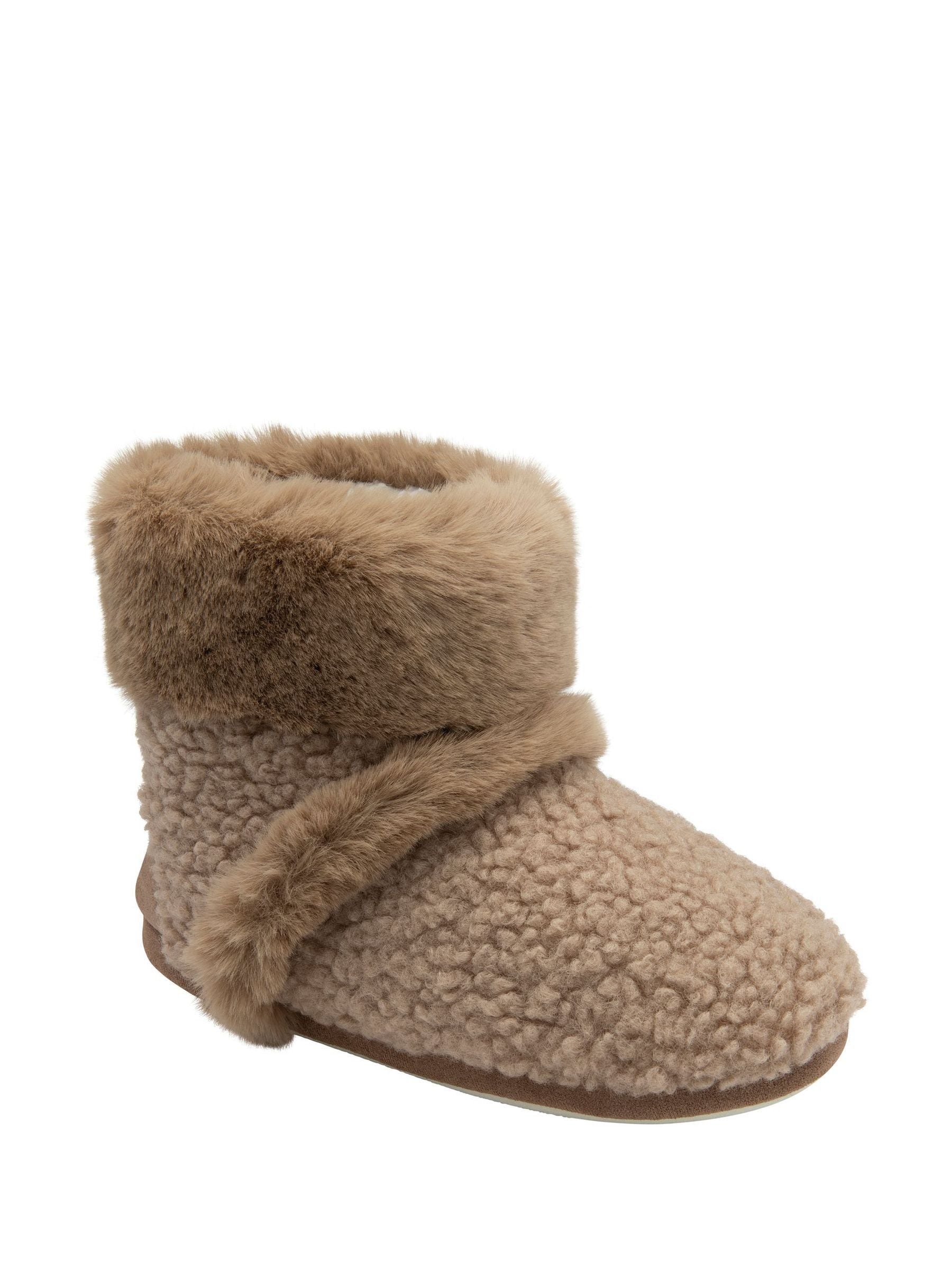 Crème - Dunlop Bootee Pom Pom Faux Slippers