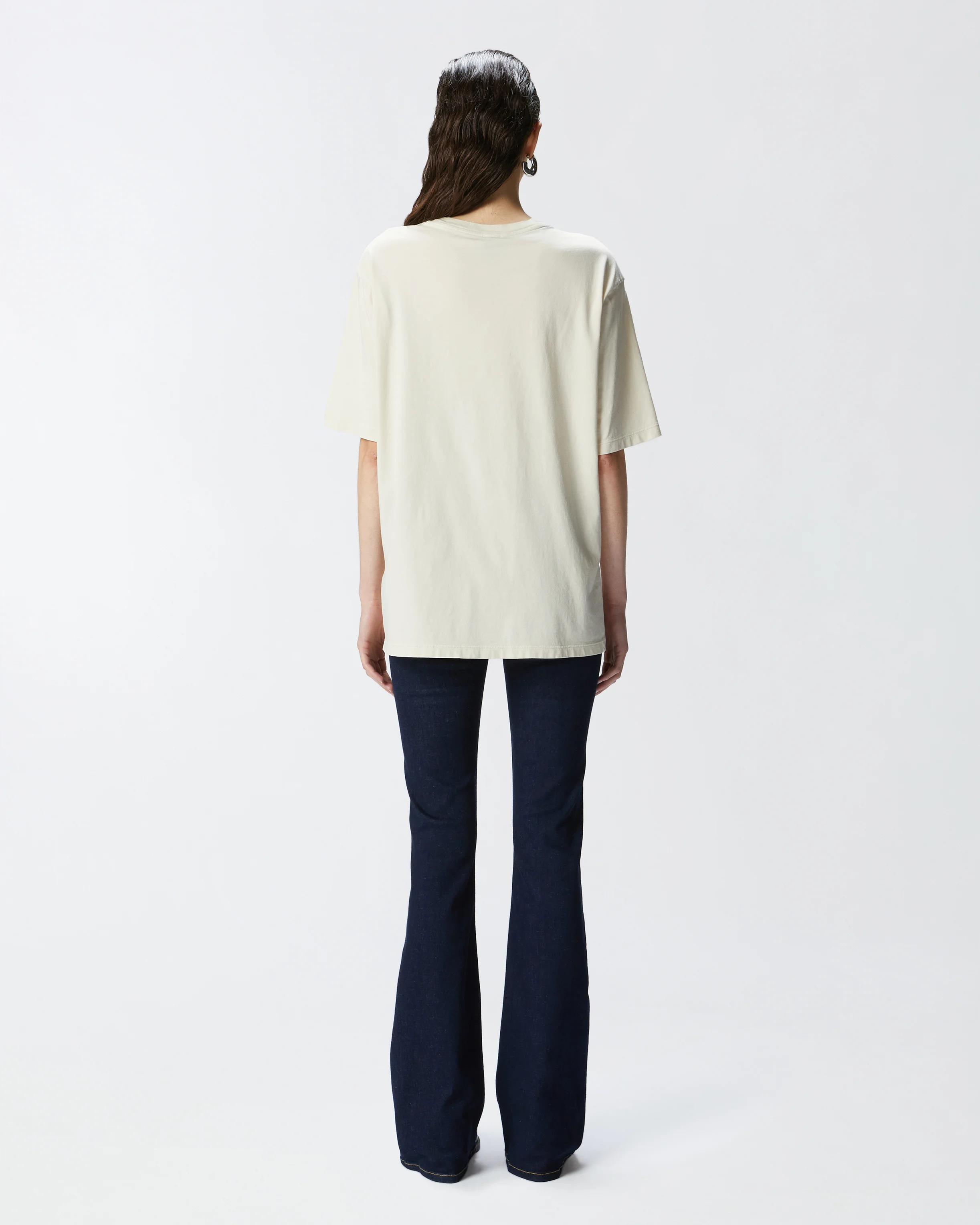 T-shirt en coton vieilli avec imprimé étoile | Blanc