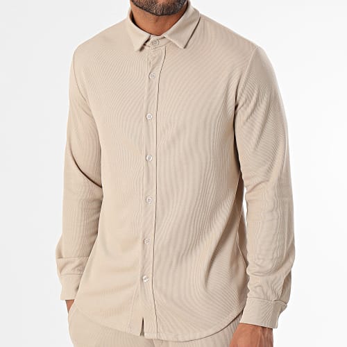Ensemble Chemise Manches Longues Et Pantalon Jogging Beige