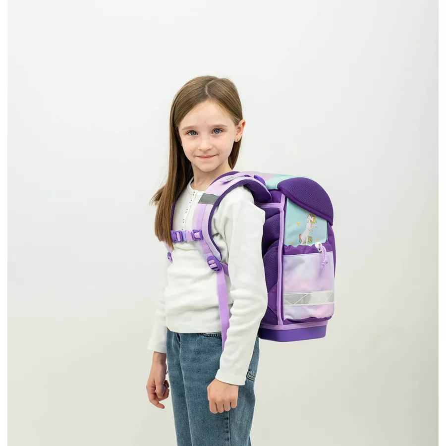 Belmil Schulranzen Classy Schulranzen Set 5-teilig mit Brustgurt Rainbow Unicorn Magic