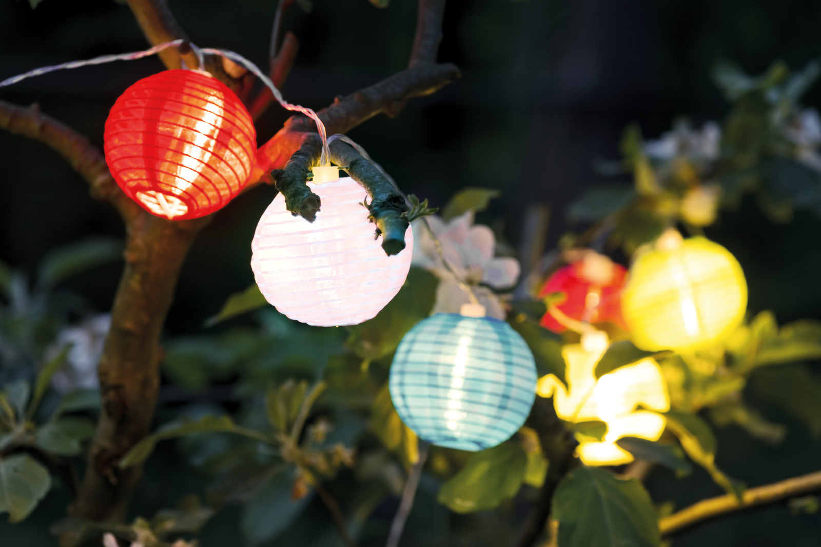 LED-Japanballon-Lichterkette - bunt - 10 Ballons