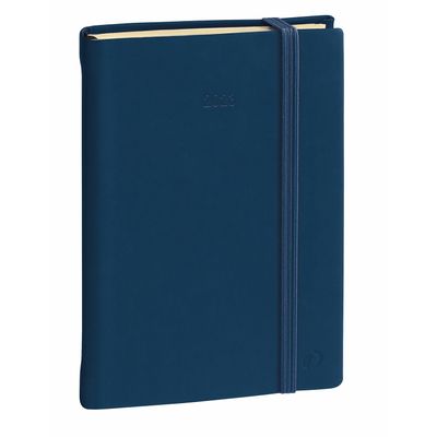 Agenda à élastique Silk President Prestige - 1 semaine sur 2 pages - 21 x 27 cm - bleu marine - Quo Vadis