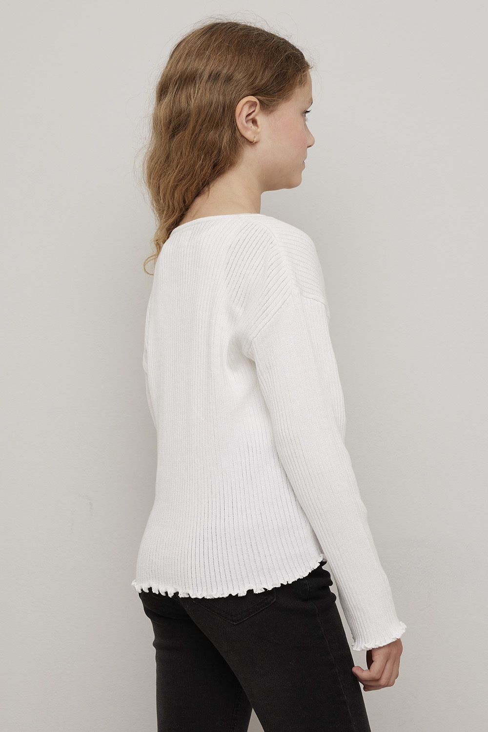 Cardigan ribbestrikket cropped Tuva