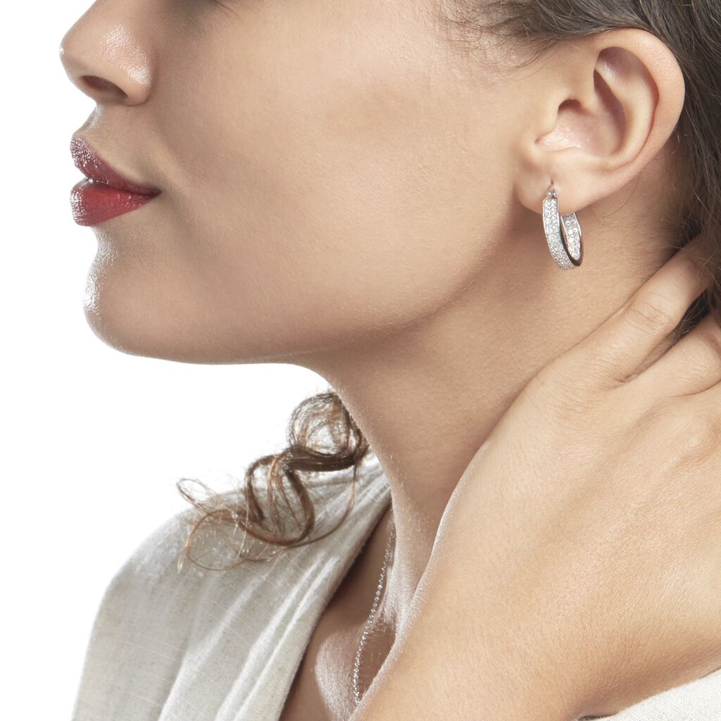 Créoles Argent Blanc Menelas Oxydes De Zirconium