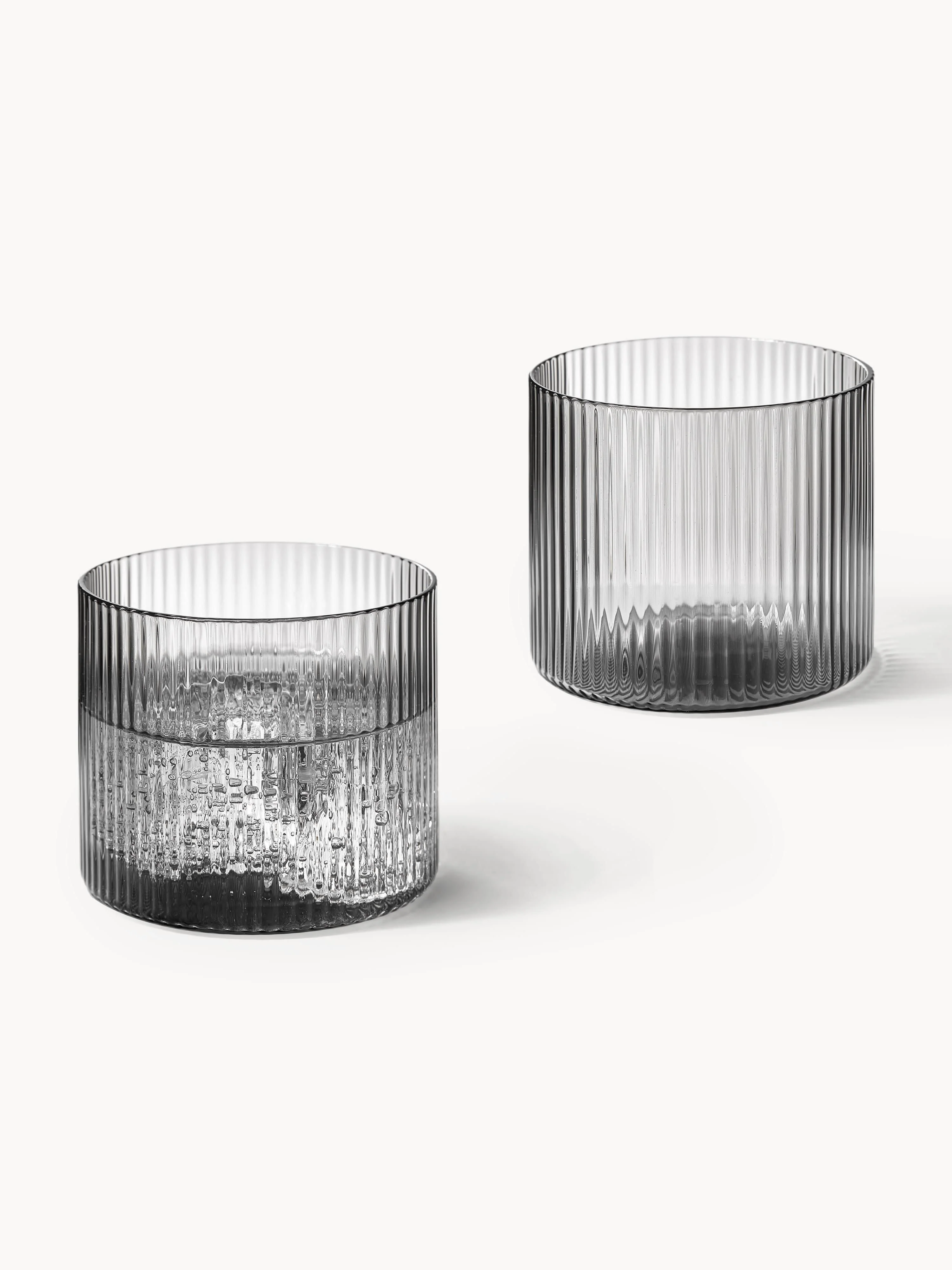 Mondgeblazen waterglazen Ripple met groefreliëf, 4-delig