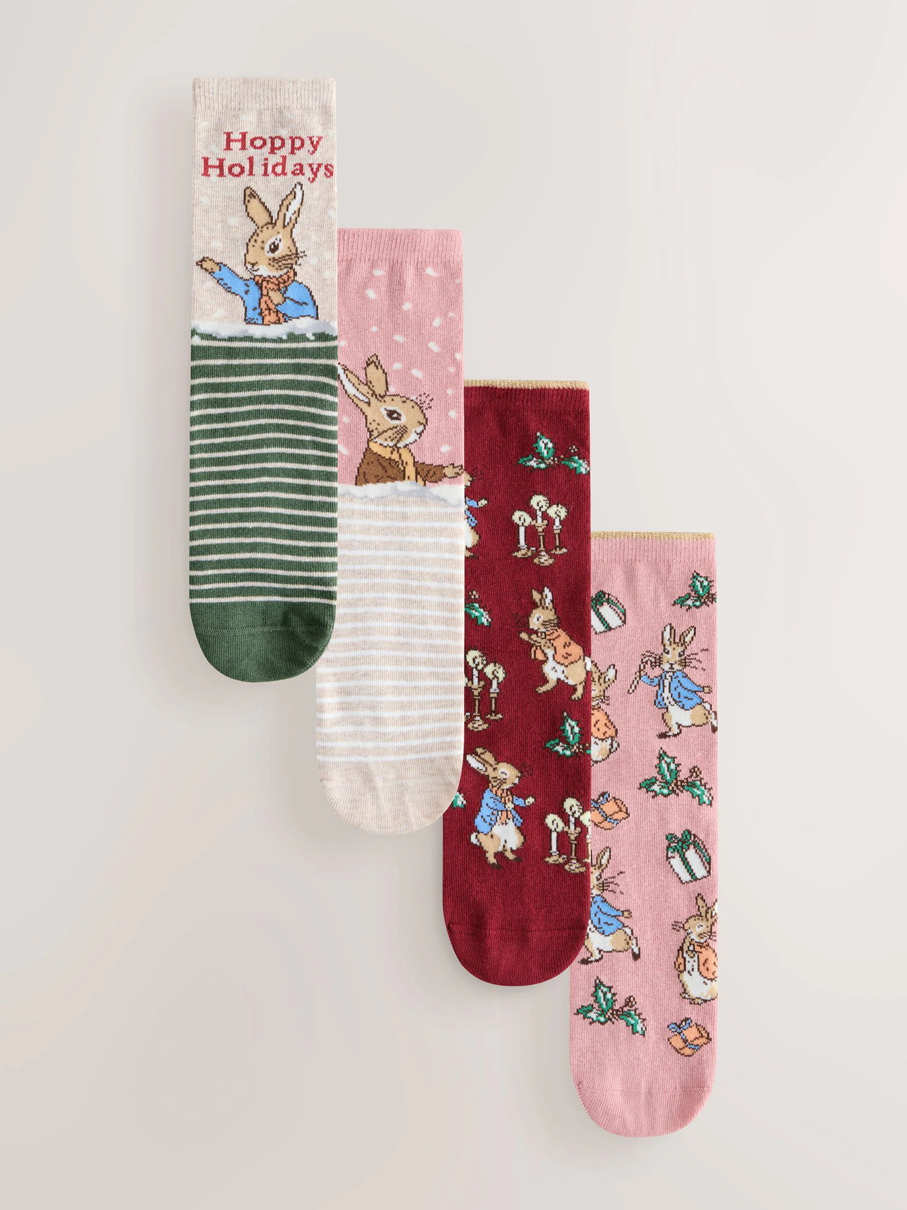 Peter Rabbit License - 4 paar enkelsokken met kerstmotief