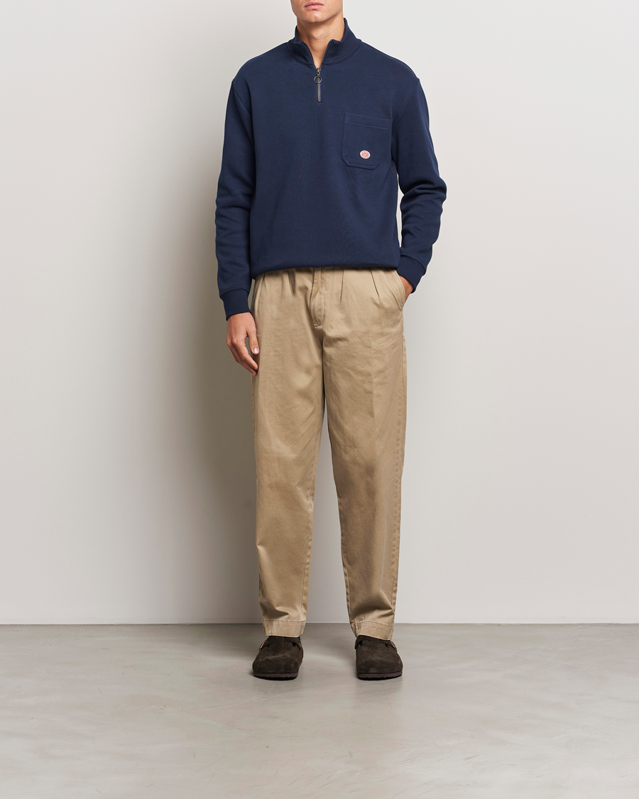 Armor-lux Camionneur Cotton Half Zip Sweater Deep Marine