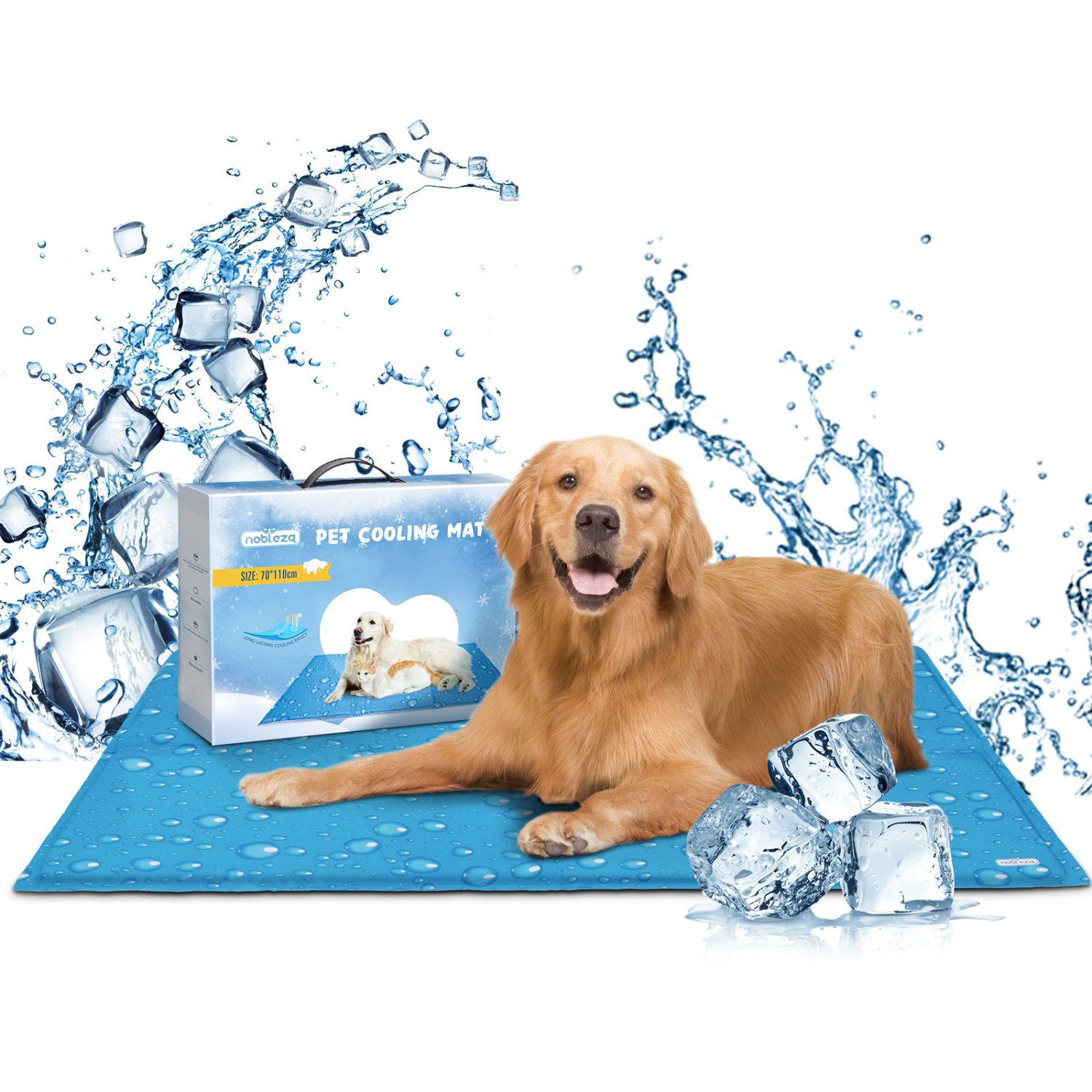 Tapete Refrescante Nobleza para Cães e Gatos, 90*50cm, Cobertor Refrescante para Cães, Cama Refrescante para Animais de Estimação de Porte Médio a Grande, Tapete de Gel Ativado por Pressão, Tamanho G