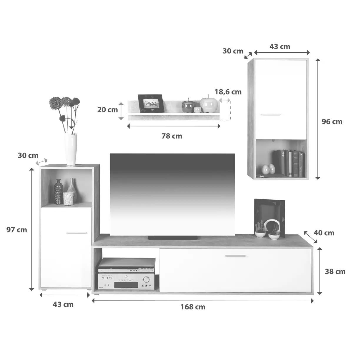Wohnwand Aran Best Price weiss