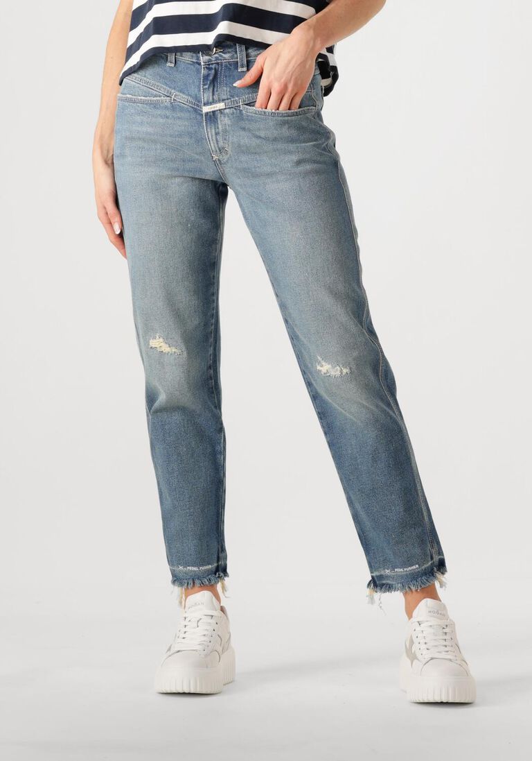 blauwe closed mom jeans pedal pusher