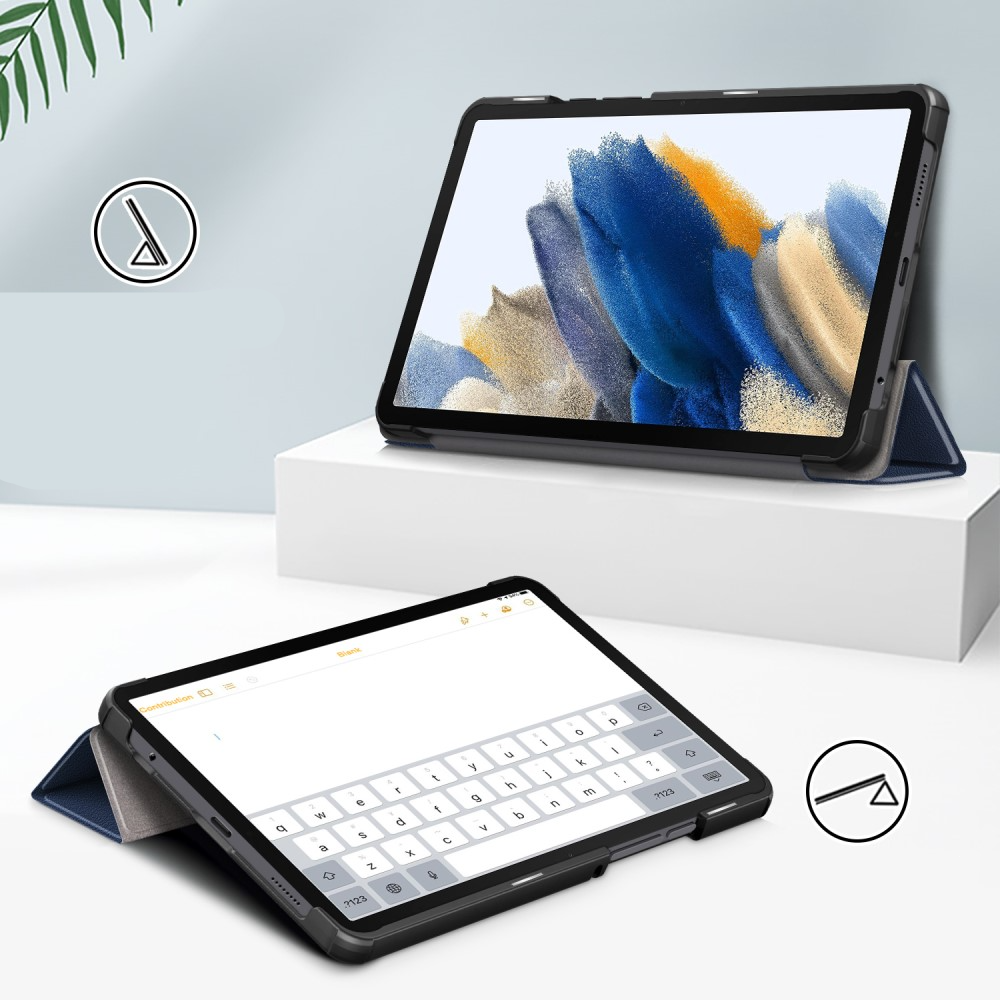 Samsung Galaxy Tab A9 Leder Tasche Smart Cover Hülle Litchi Look - Dunkelblau