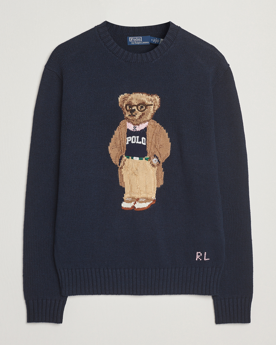 Polo Ralph Lauren Linen/Cotton Bear Pullover Bear Navy