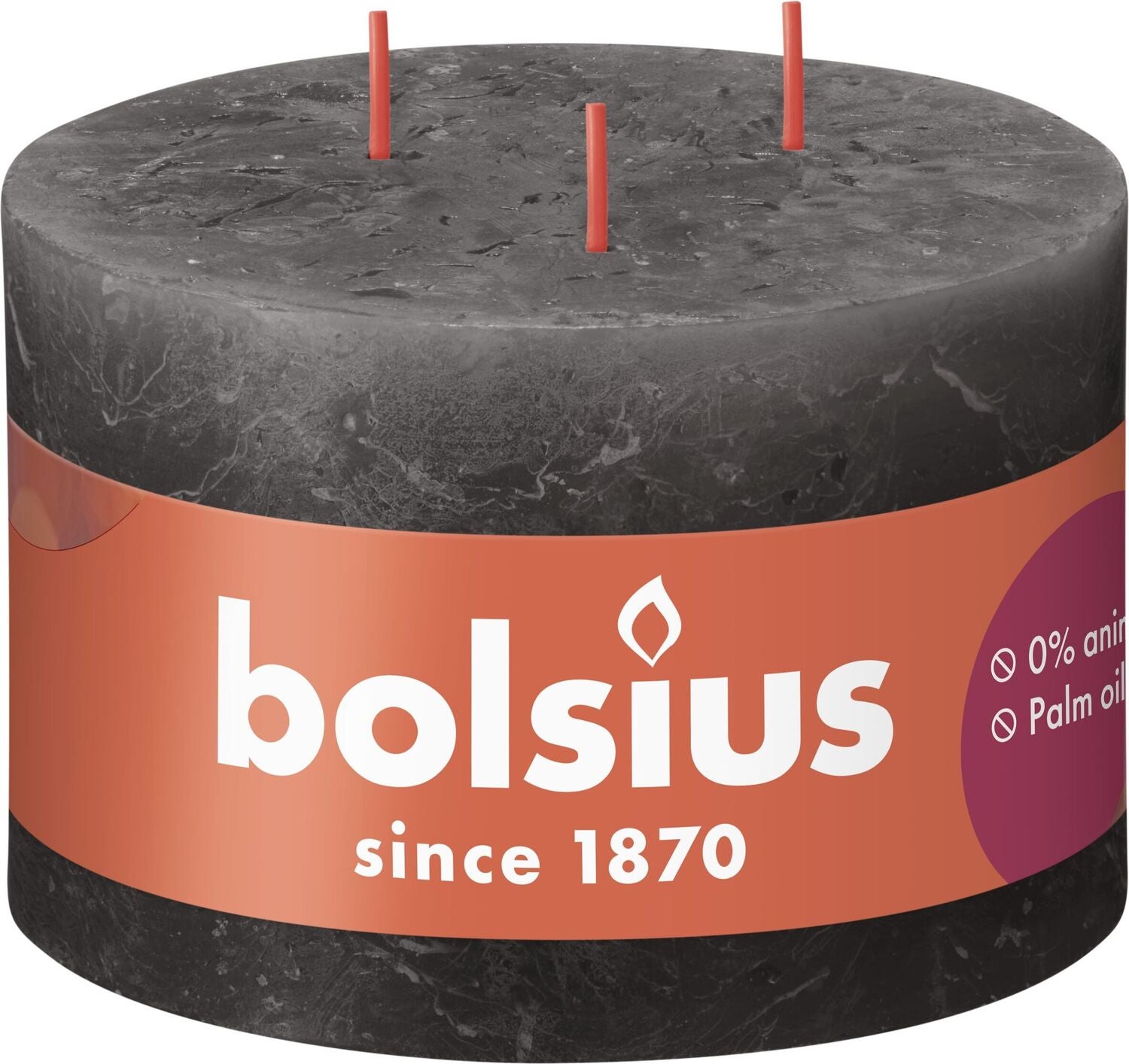 Bolsius mammoetkaars Rustiek Shine antraciet 57 uur D 14 H 9 cm