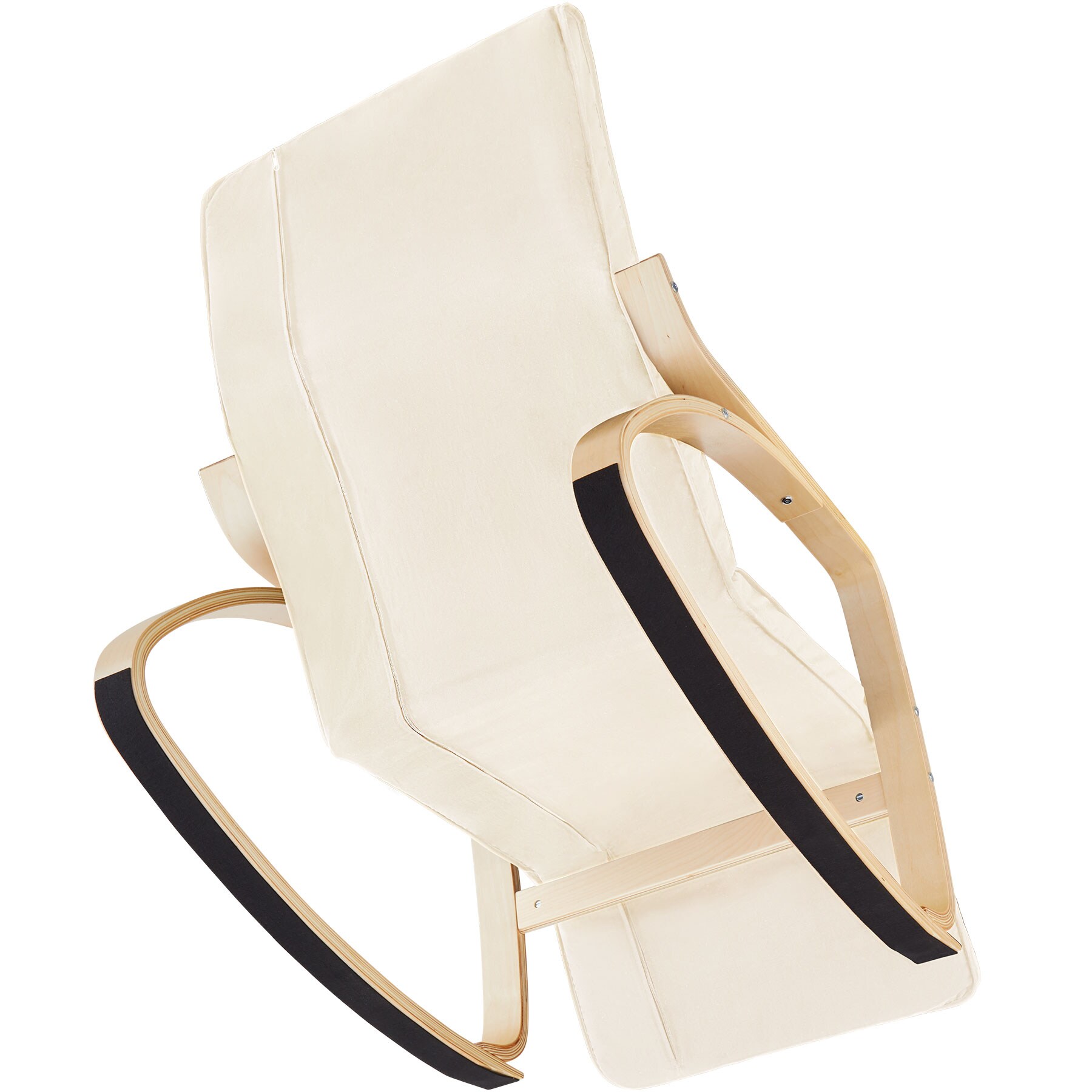 tectake® Schaukelstuhl, mit Armlehnen, Gestell aus Birkenholz, 150 kg, 67 x 115 x 86 cm