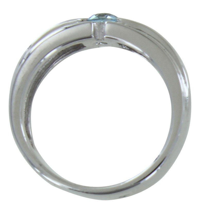 Bague Argent Rhodié Large Topaze Ronde