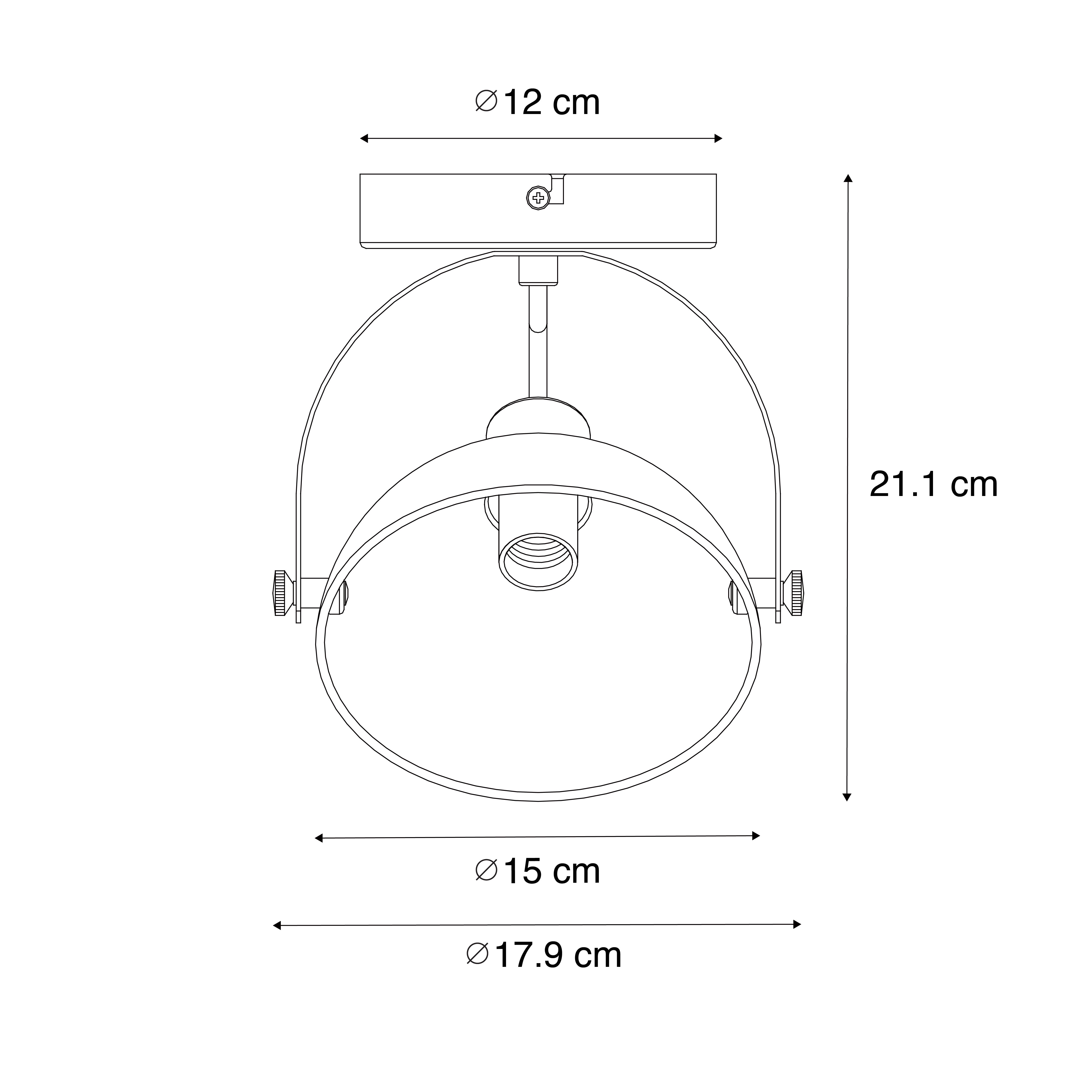 Industriële plafondlamp zwart met goud 15 cm verstelbaar - Magnax