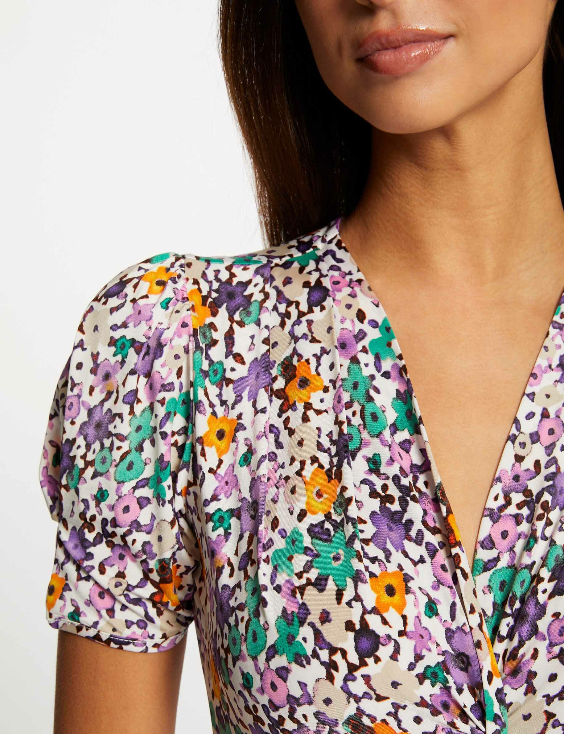 T-shirt manches courtes imprimé floral multico femme - multico