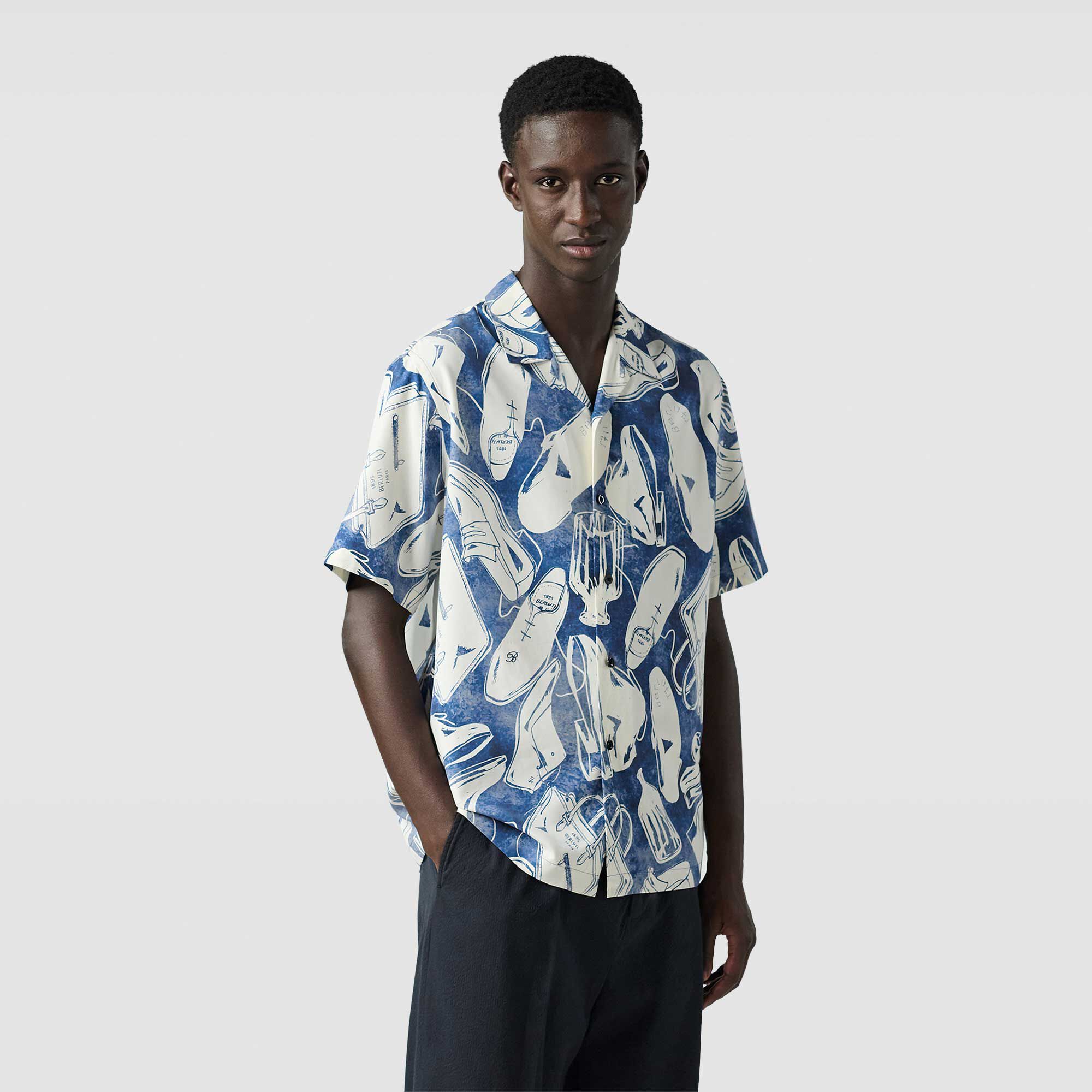 Chemise À Manches Courtes En Soie Avec Imprime Summer Iconic