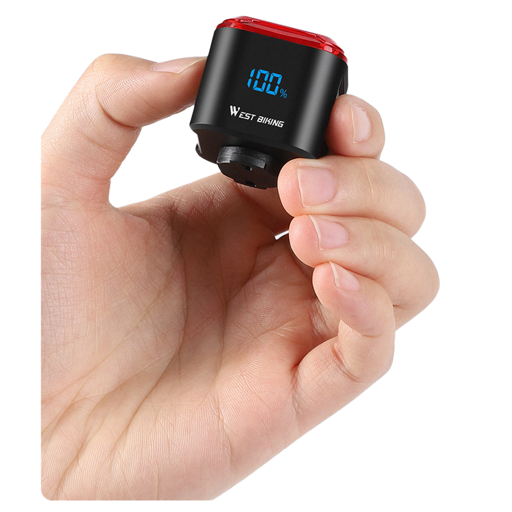 1100mAh Wiederaufladbares USB Fahrrad Rücklicht Velo LED Bremssensor IP55 - Schwarz