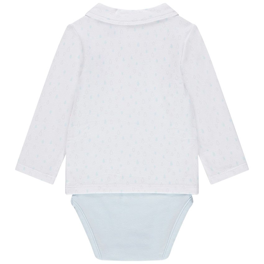 Body manches longues effet 2 en 1 en coton bio boutonné - Blanc