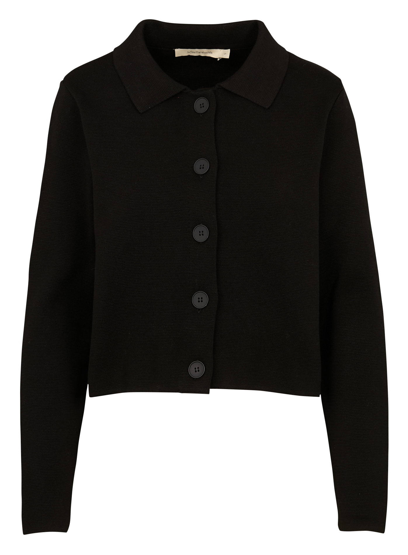 Gilet col classique en coton bio mélangé | Noir