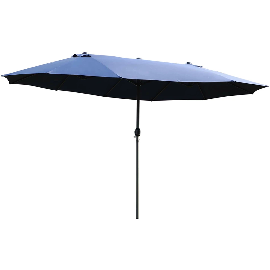 Outsunny Sonnenschirm mit Handkurbel blau
