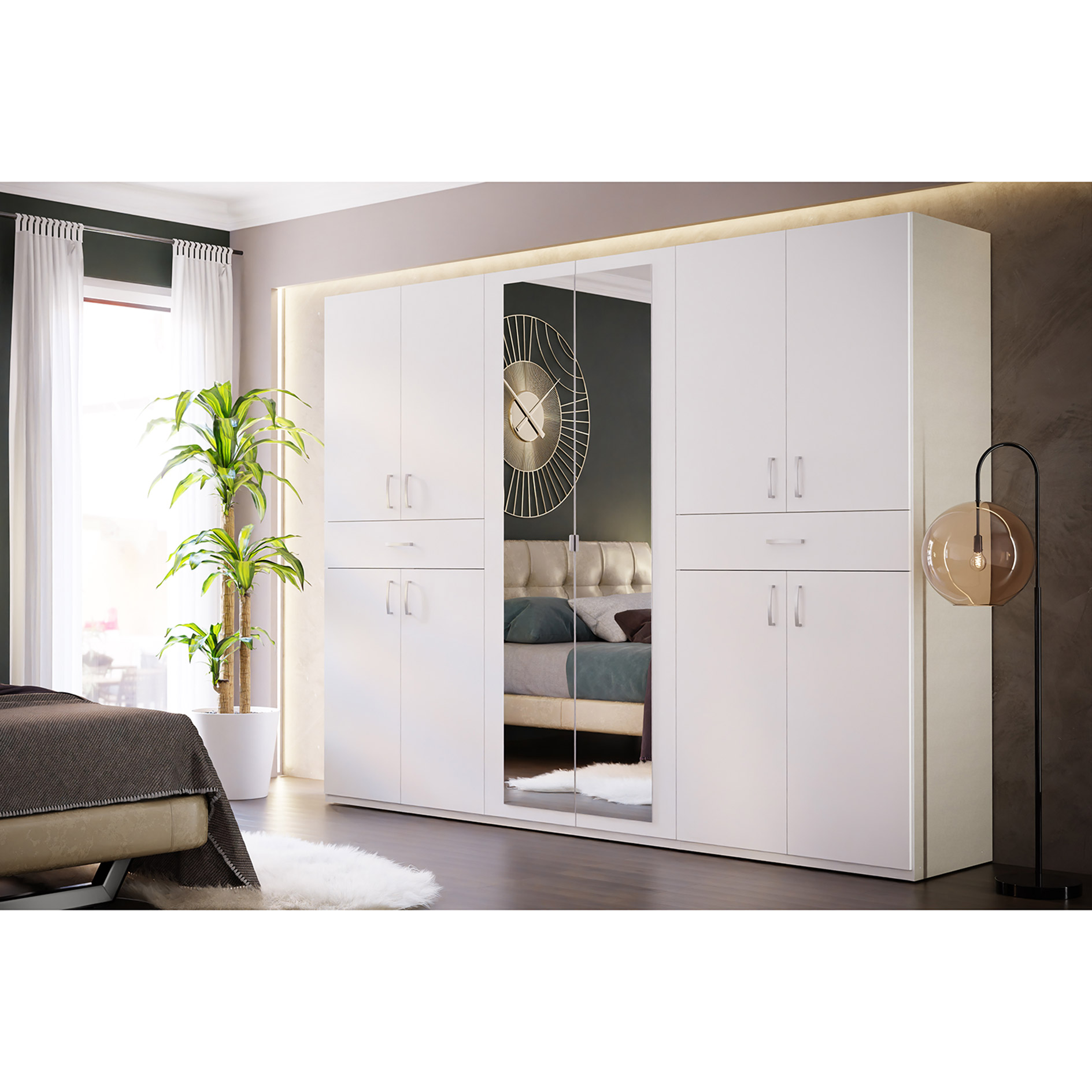 Drehtürenschrank - weiß - 10 Türen - 269,7 cm