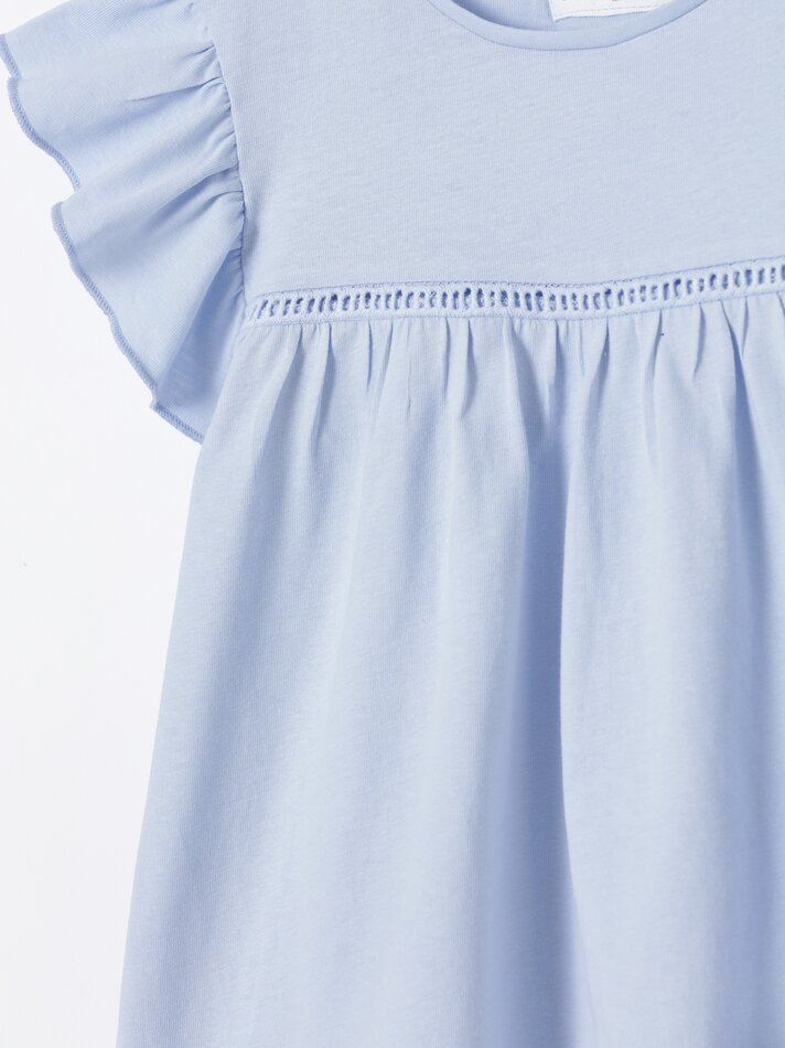 Conjunto de pijama com bordado suíço - Azul claro