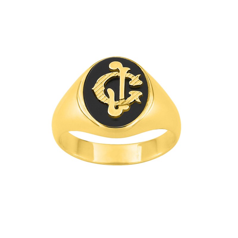 Chevalière homme - onyx - Or 18 Carats