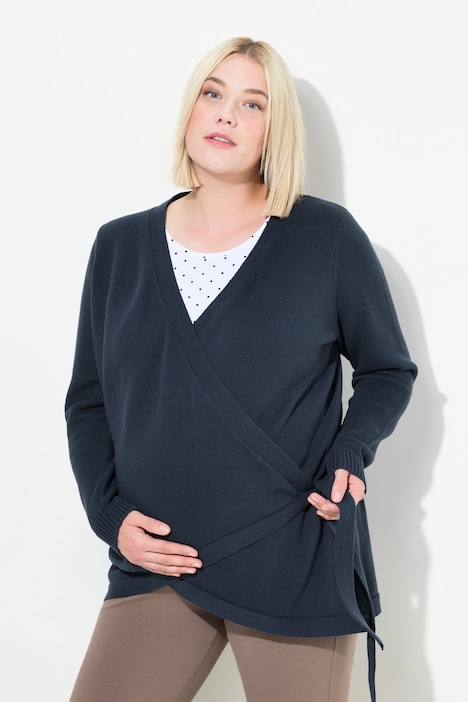 Bellieva Pullover, Wickelfunktion, V-Ausschnitt, GOTS