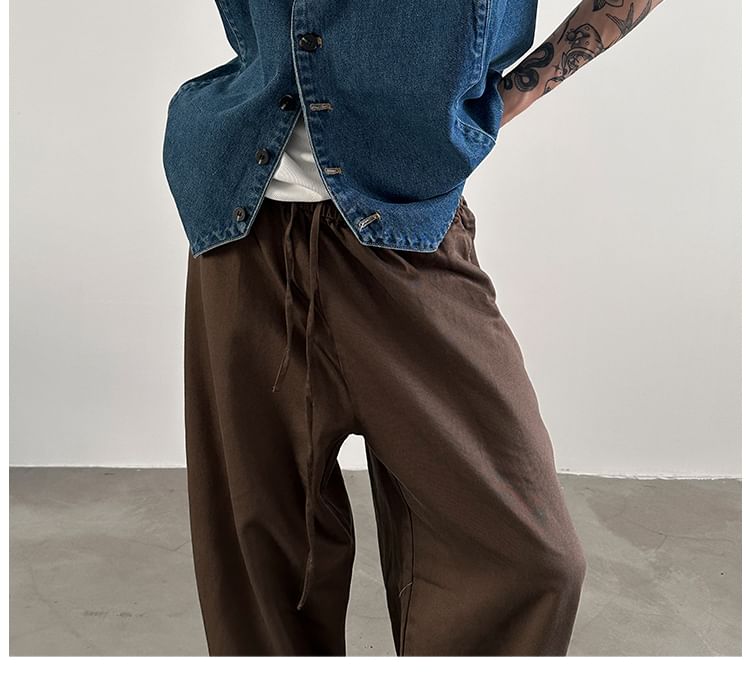 Nahagin - V-hals gewassen denim vest met knopen