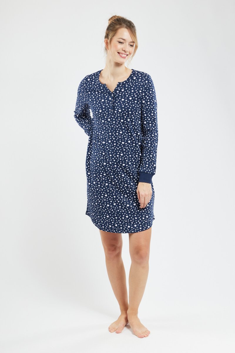Chemise de nuit à motifs - coton épais