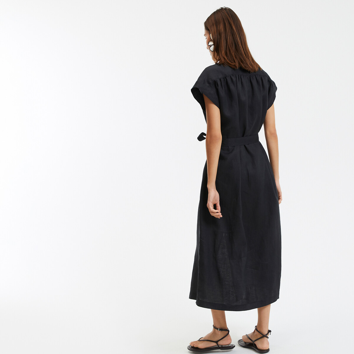 COLEÇÕES LA REDOUTE<br>Vestido de linho com mangas curtas Signature Heloïse